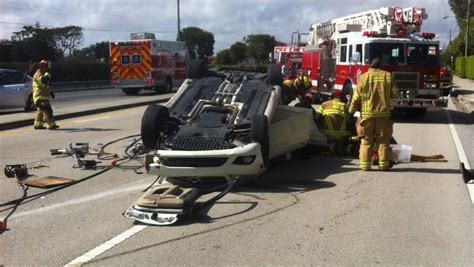 4 Vehicle Crash That Rolled 2 Cars Sends 3 People To Hospital In Delray