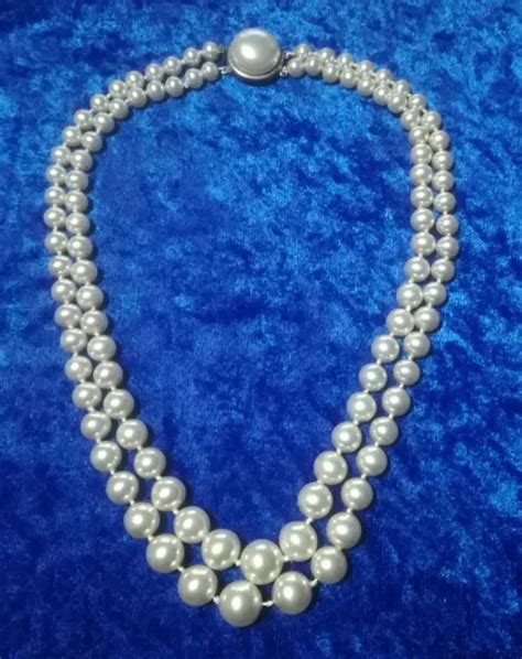 BIJOU ANCIEN VINTAGE COLLIER Perles Double Rang EUR 35 00 PicClick FR