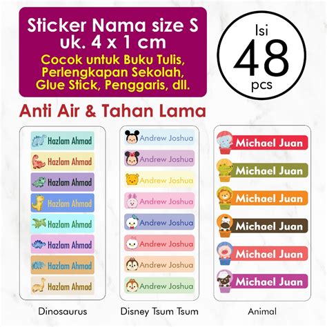 Jual Stiker Label Nama Anak Custom Ukuran S Isi Pcs Label Nama Anak