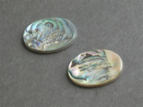 2 Pack 25x18mm Natural Abalone Paua Shell Cabochons Iridescent Oval