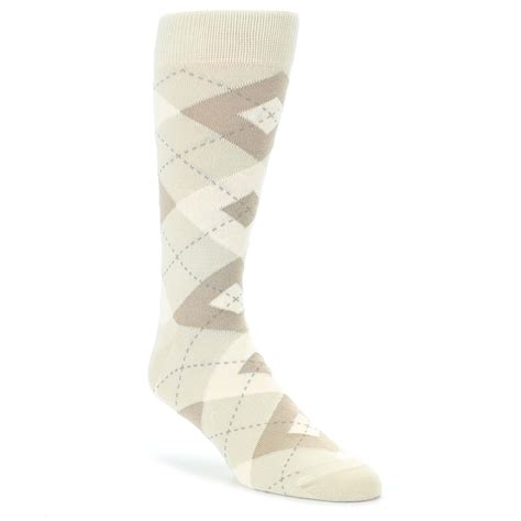 Champagne Argyle Wedding Groomsmen Mens Dress Socks