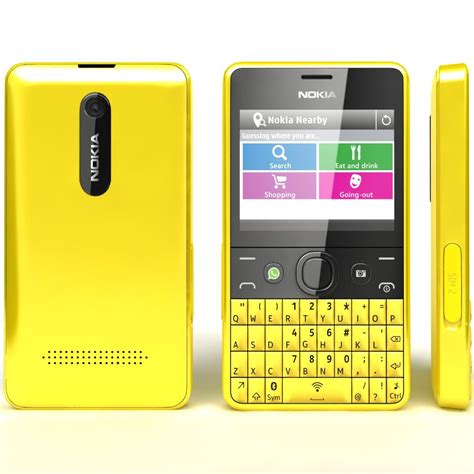 Nokia Asha Yellow D Model Wrl Dm Obj Lxo Max Ma Fbx