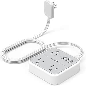 TESSAN Extension Electrica Plano Regleta Multicontacto 3 USB