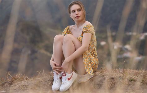 Wallpaper Model Brunette Upskirt Gorgeous Photoshoot Posing Beautiful Face Outdoors For