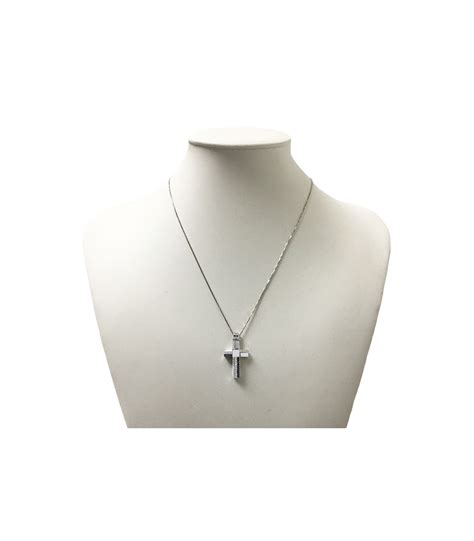 Collana Davite Delucchi Oro Bianco Croce Diamanti Clu Bls