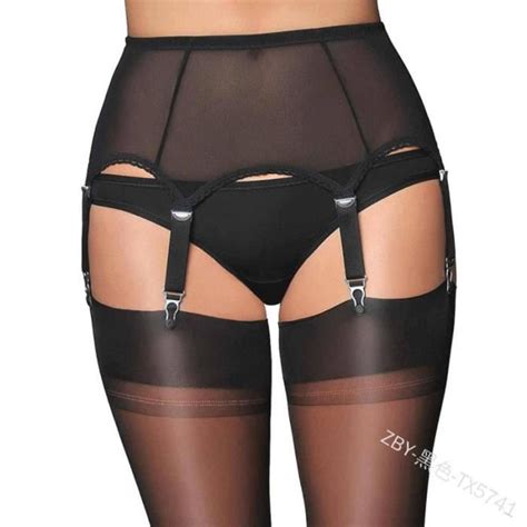 Porte Jarretelle Sexy Femme R Glable Lingerie Bas Noir Noir Cdiscount Pr T Porter