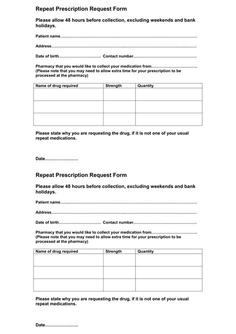 Prescription Form Template Free Sample Example Format Template