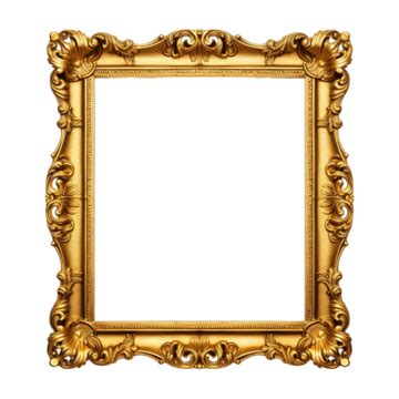 Gold Colored Wooden Frame Png File Frame Gold Classic PNG