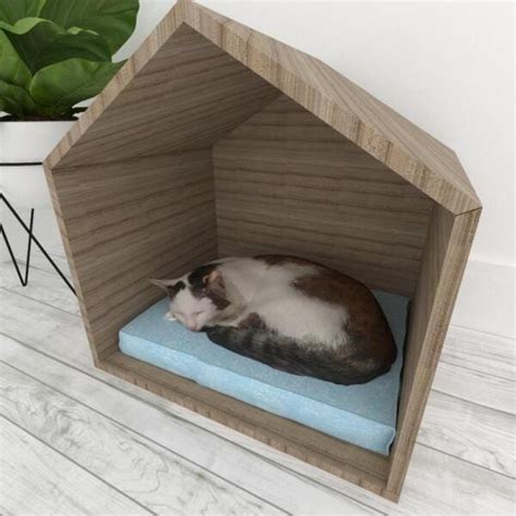 Casinha Caminha Para Gato Casa Mdf Amadeirado Escuro MadeiraMadeira