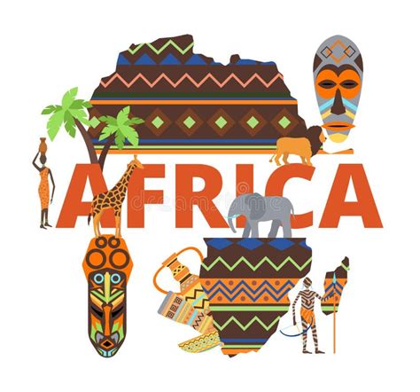 Africa Continent Map African Travel Design Background Concept Vector