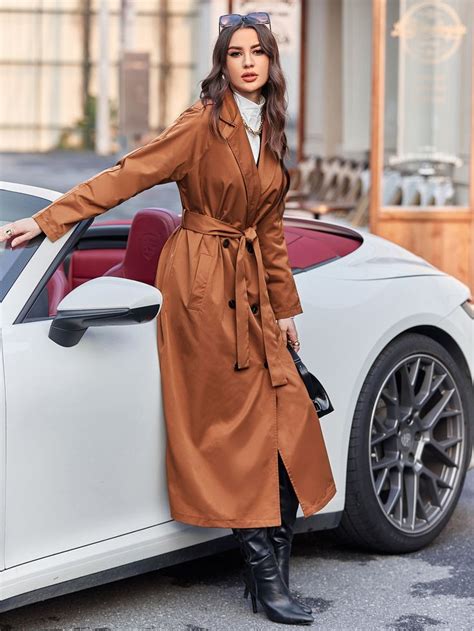 Belted Trench Coat Farah Raglan Sleeve Coats For Women Double