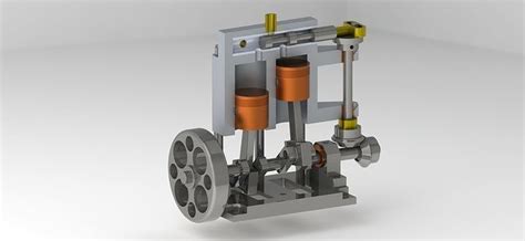 Simple 2 Cylinder Vertical Steam Engine 3d Model 3d Printable Cgtrader