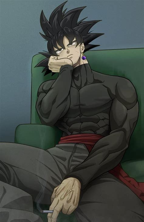 An Anime Character Sitting In A Green Chair With His Hand On His Chin