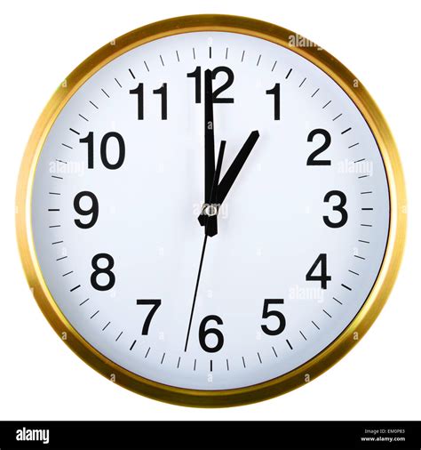 Wall clock isolated on white background. One o'clock Stock Photo - Alamy