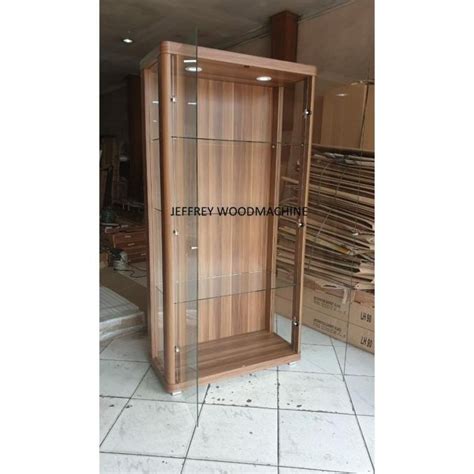 Jual Rak Display Lemari Hias Pajang Pajangan Kaca Coklat Walnut