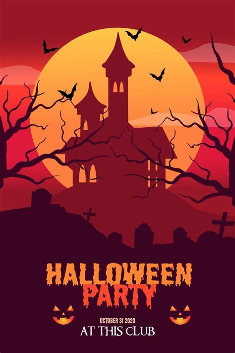 Flat design halloween party poster template Vector 1822430 Vector Art ...