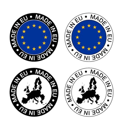 Premium Vector Set Of Made In The Eu Labels Made In The Eu Eu Flag