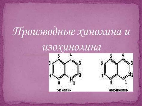 Производные хинолина и изохинолина Производные хинолина Хинолин