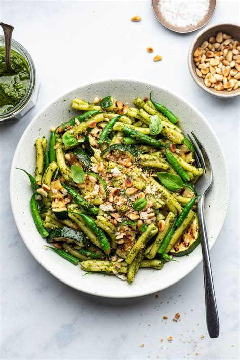 Green Bean Pesto Pasta Lazy Cat Kitchen