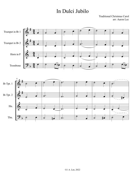 In Dulci Jubilo A Chorale For Brass Quartet Arr Aaron Lee Sheet