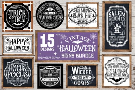 Vintage Halloween Sign Svg Bundle Graphic By Craftart Creative Fabrica