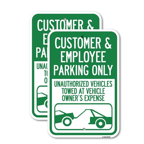 (2 Pack) Customer and Employee Parking Only Unauthorized Vehicles Towed