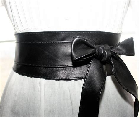 Black Obi Leather Wrap Handmade Belt Handmade Belts Leather Wrap