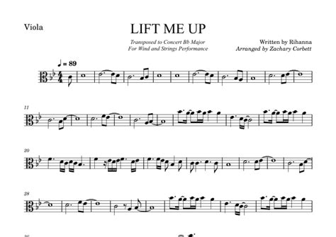 Lift Me Up Arr Zachary Corbett By Rihanna Sheet Music For Viola Solo At Sheet Music Direct