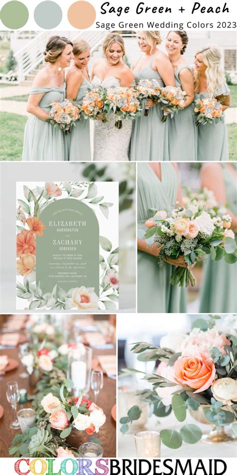 A Collage Of Different Wedding Colors And Flowers With The Words Sage