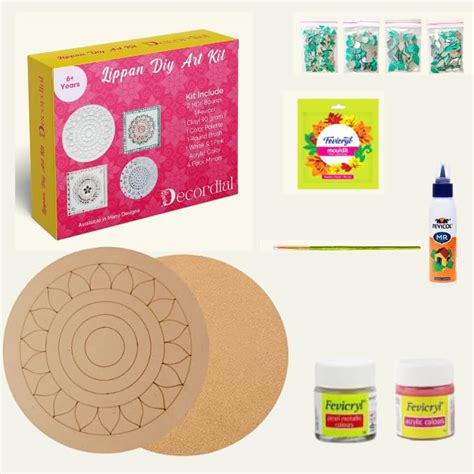 Decordial Lippan Art Materials Kit With Round Mdf Diy Kit Pcs