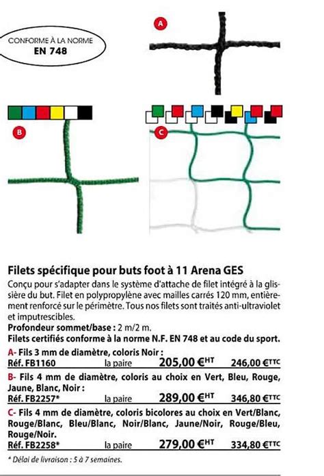 Arena Promofoot - Promo Filets Spécifique Pour Buts Foot à 11 Arena Ges chez Casal Sport ...