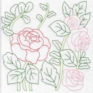 Redwork Florals Set Large Redwork Machine Embroidery Designs