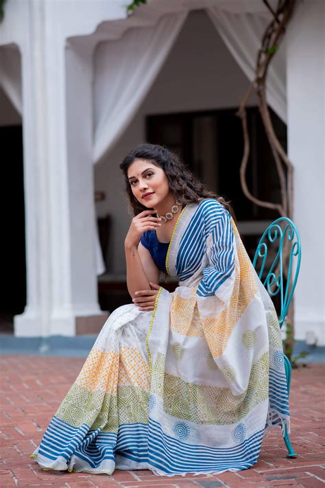 Color Club Cotton Block Print Saree Prasam Crafts