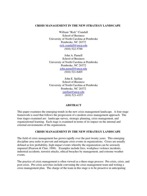 Crisis Management in Rhe New Strategy Landscape | PDF | Crisis Management | Social Networking ...