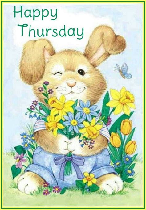 Thursday Cute Animal Illustration Happy Thursday Cartoon Bunny