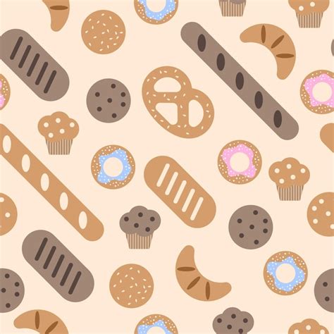 Premium Vector Bakery Seamless Pattern Top View Of Bakery Products