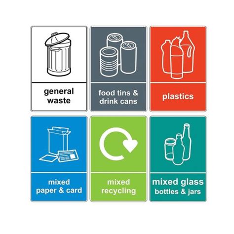 150mm x 100mm Self Adhesive Recycling Labels - 8 Assorted Stickers