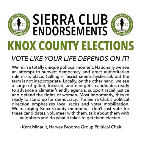 Knox County Candidate Endorsements Aug 4 Elections Sierra Club