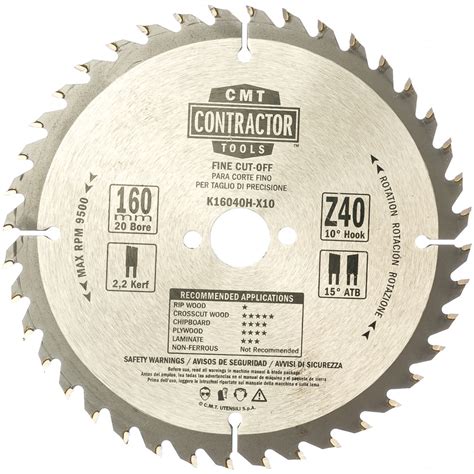 Диск пильный по дереву Contractor (160x2.2х1.4x20 мм; Z40; ATB) CMT ...