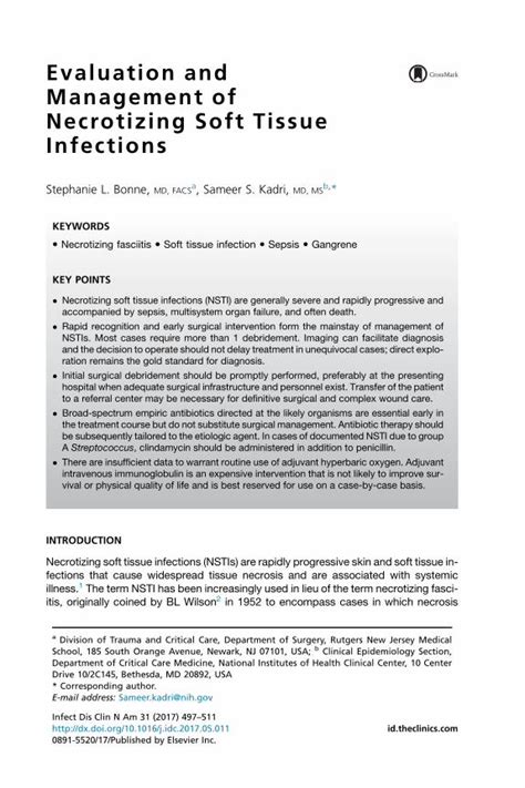 Pdf Evaluation And Management Of Necrotizing Soft Tissue