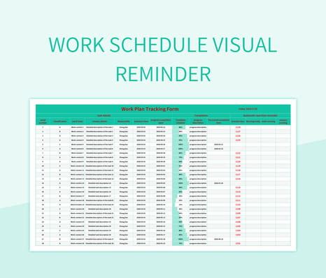 Work Schedule Visual Reminder Excel Template And Google Sheets File For