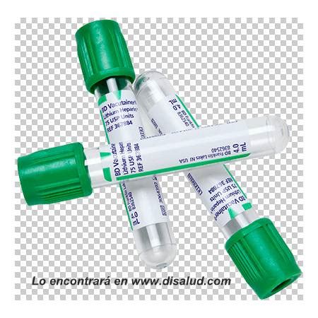 Tubo Vacutainer BD 6 ml 13x100mm con heparina litio bioquímica en