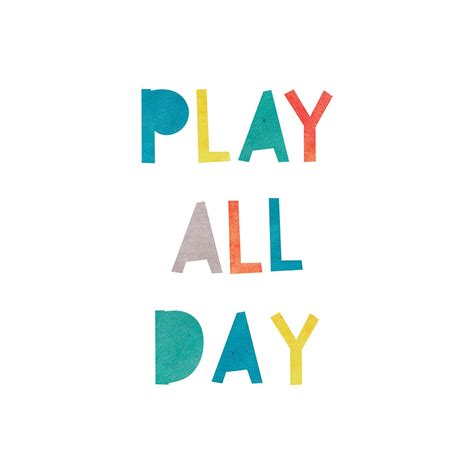 Play All Day Printable Poster Rainbow Playroom Decor Nursery - Etsy