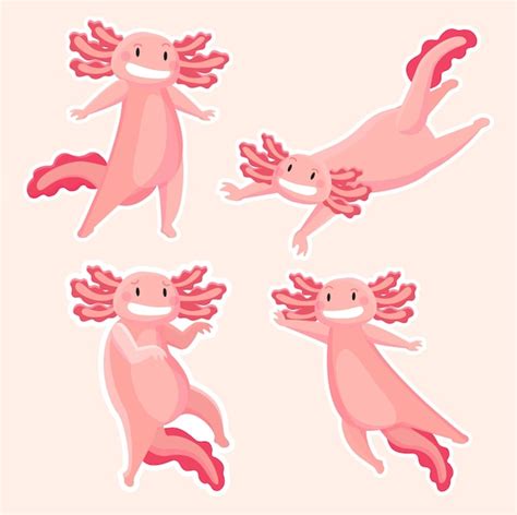 Leuke Axolotl Cartoon Vectorillustratie Premium Vector