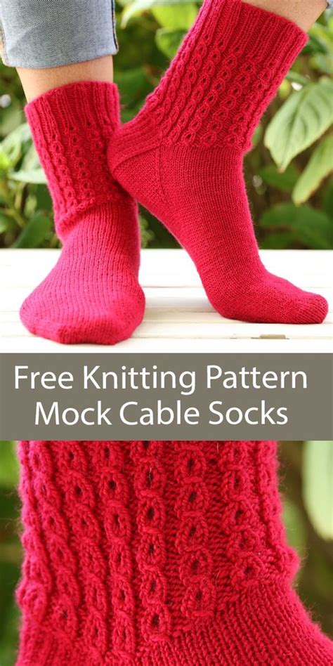 Free Socks Knitting Pattern Mock Cable Socks | Cable knitting patterns ...