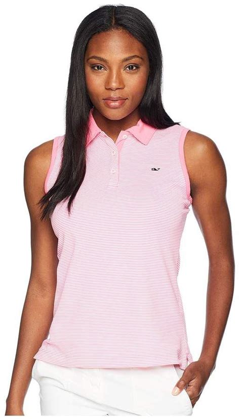 Vineyard Vines Golf Sleeveless Stripe Pique Sport Polo Womens Clothing