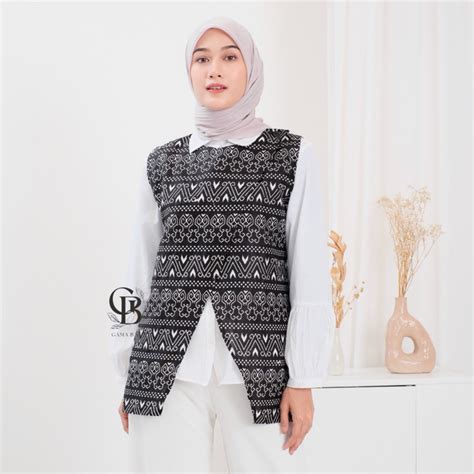 Jual Vest Batik Wanita Rompi Batik Atasan Wanita Outer Batik Modern