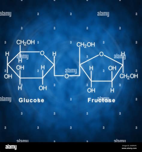 Sacarosa Fórmula Química Estructural Sobre Fondo Azul Fotografía De