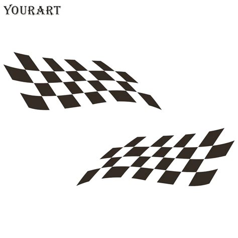 Yourart Sport Racing Flag Stickers for Cars Rearview Mirrors Checkered Flag Vinyl Decal Sticker ...