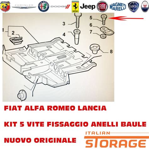 7780963 60813100 Fiat Alfa Romeo Lancia Kit 5 Vite Fissaggio Anelli